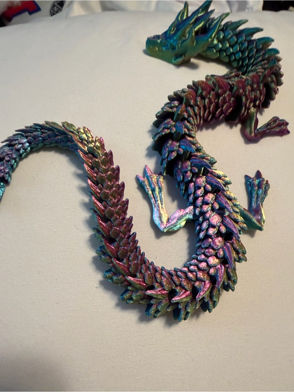 Iridescent Multicolor Dragon Figure - Shimmering Teal & Purple Playset Accent